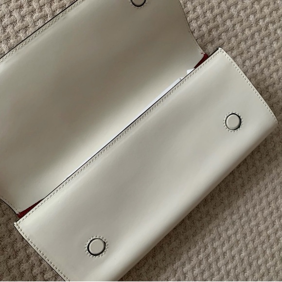 Liviana Conti Italian Leather Clutch – White with Red Stripe | NWOT - Picture 9 of 13